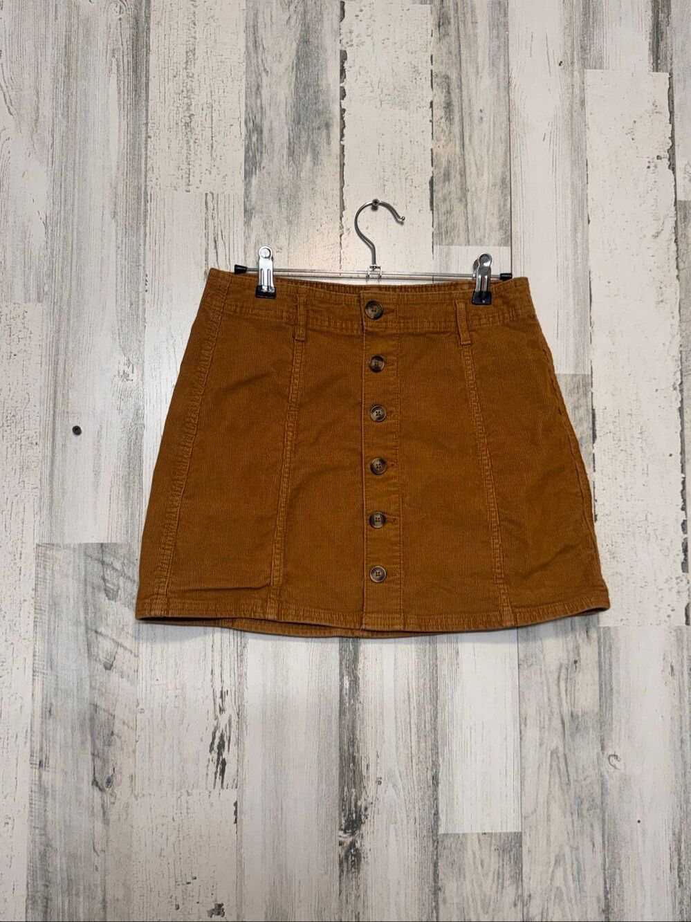 American Eagle Outfitters Rust Brown Button-Front Mini Skirt